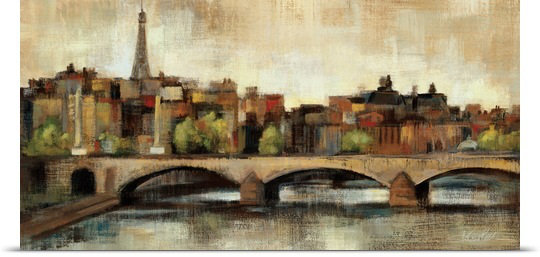 «Paris Bridge I Spice» par Silvia Vassileva, reproduction d'art, H 15 po x l 30 po x P 1,5 po, Toile
