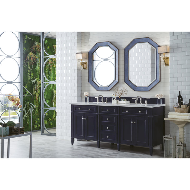 Brittany 72'' W Double Bathroom Vanity Base, Saddle Brown
