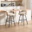Tabouret de comptoir pivotant en similicuir avec dossier en bois cintré (ensemble de 2)-1101743279