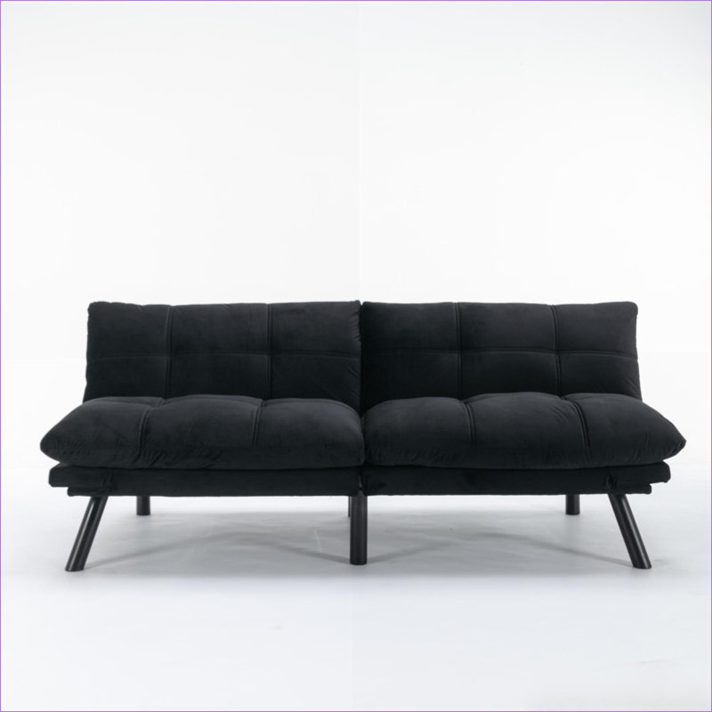 Canapés-lits | Canapé-lit pliant convertible moderne, idéal pour les petits appartements, capacité de 800 lb 2 places | Noir | Rembourré