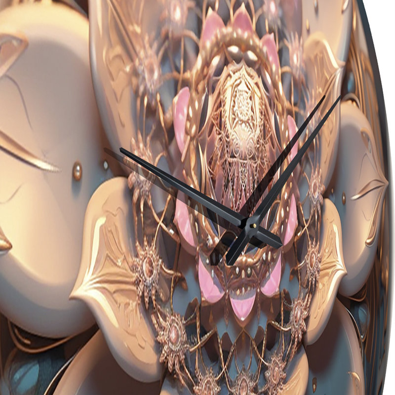 Horloge murale exquise en or rose Lotus Mandala VI, Très grand