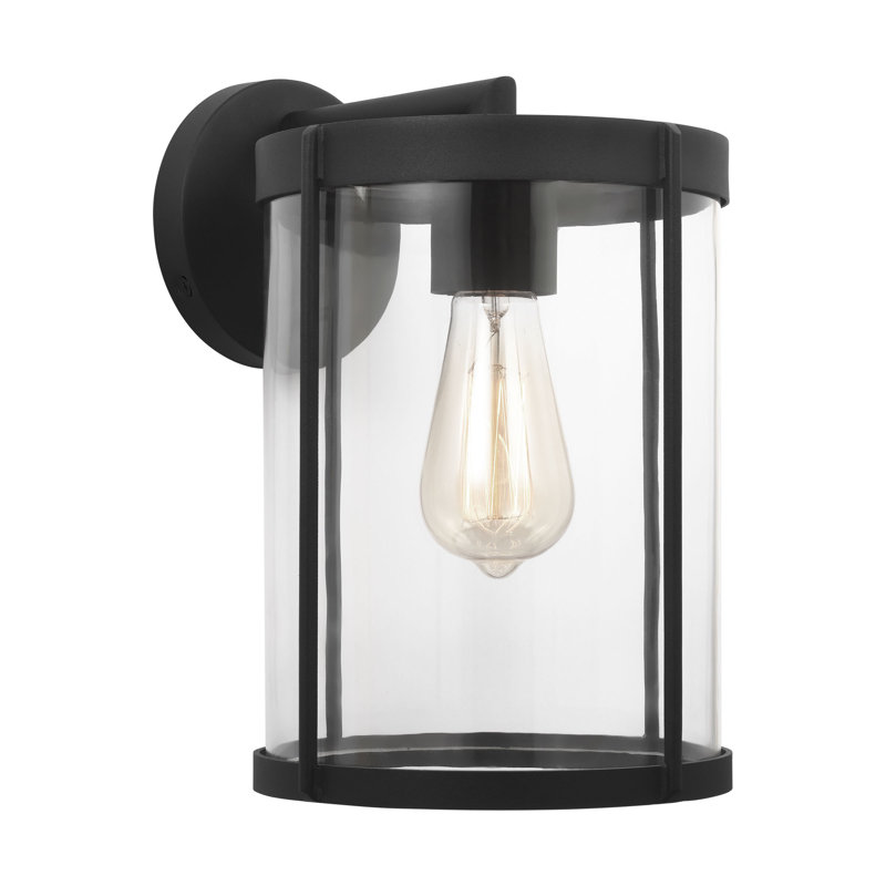 Luning Medium Lantern from Generation Lighting , Textured Black, 12" H x 8.125" W x 9.75" D, Transparent