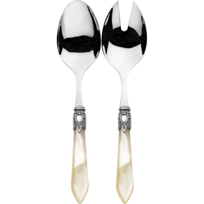 Oxford Stainless Steel Salad Servers, Ivory