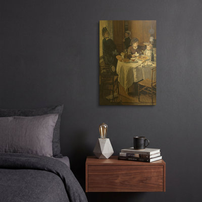 «The Luncheon» par Claude Monet, art mural en métal doré, 12 po x 16 po