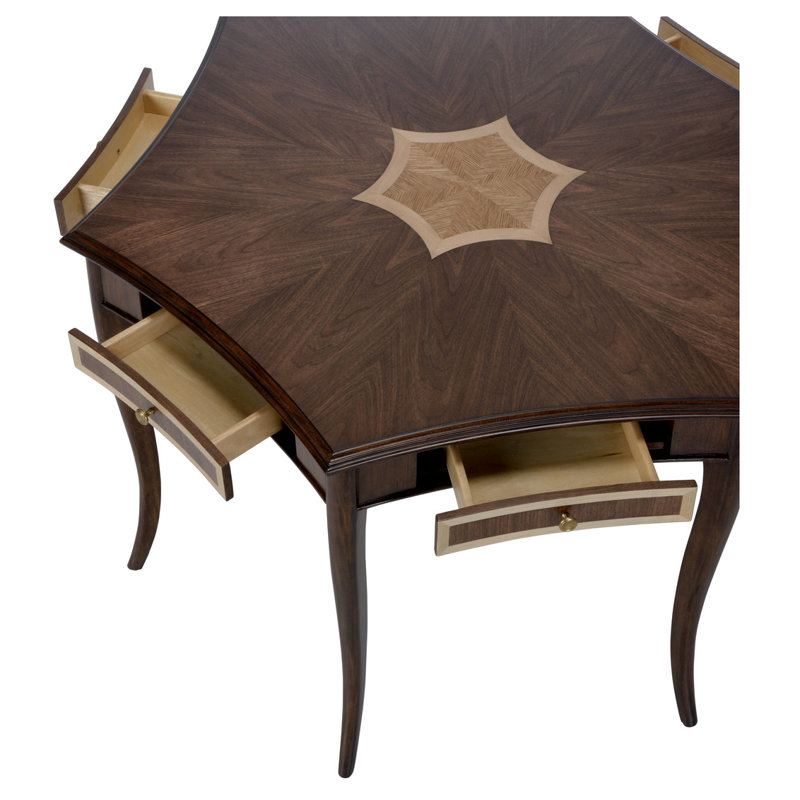 Game 46" 6 - Player Walnut Foldable Poker Table and with Drawers Included