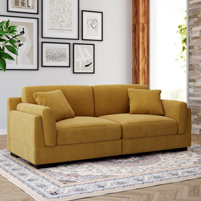 Ainara 230Cm Square Arms Sofa, Orange