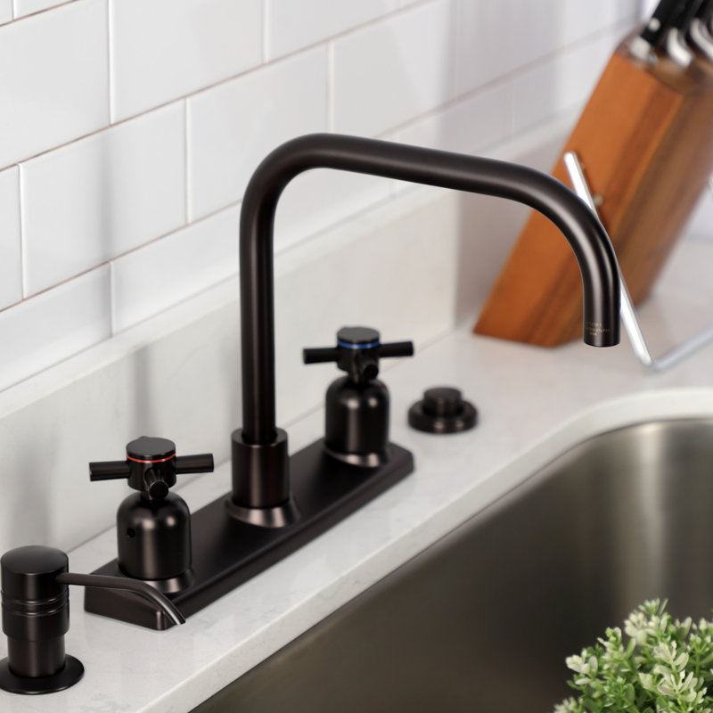 Kingston Brass Concord Two-Handle 2-Hole 8" Centerset Kitchen Faucet, Oil Rubbed Bronze