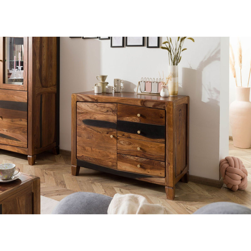 Ancona Solid Wood 100 cm W Chest of 4 Drawers, Painted Dark Brown
