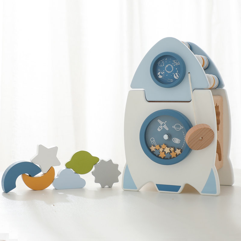Cube d'activité en bois 5-en-1 pour tout-petits