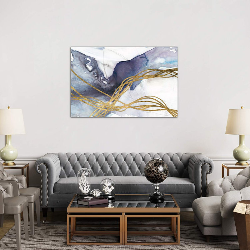 Agate Wave IV par Jennifer Goldberger - reproduction d'art encadrée, H 40 po x l 60 po x 1,5 po, Toile tendue