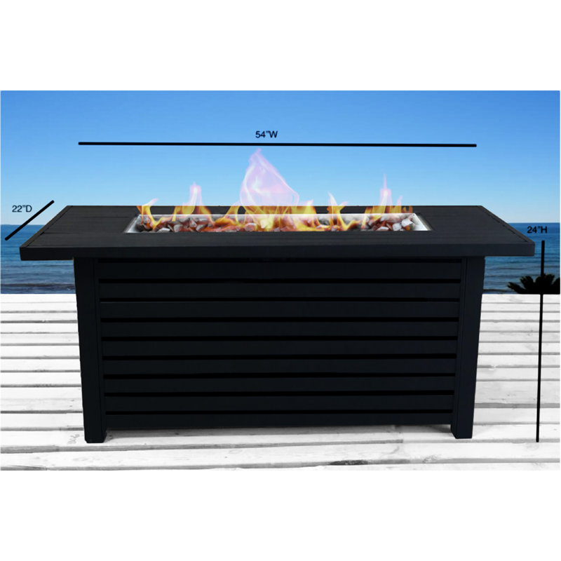 Table de foyer d'extérieur en acier au propane / gaz naturel avec couvercle, Noir