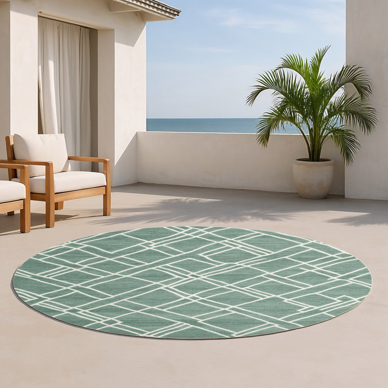 Tapis vert intérieur et extérieur Trellis, Rond 5 pi