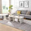 Table basse en forme de L, 48,18 x 23,03 et 35,43 x 31,49 pouces, blanc, pour la salle à manger, le jardin, la structure, facile à nettoyer, blanc, amovible, Beach House et Breezy