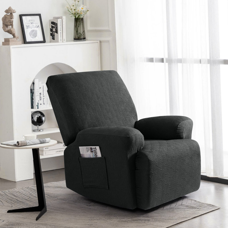 Housse pour fauteuil inclinable extensible Wald, Mélange de polyester gris foncé / coton