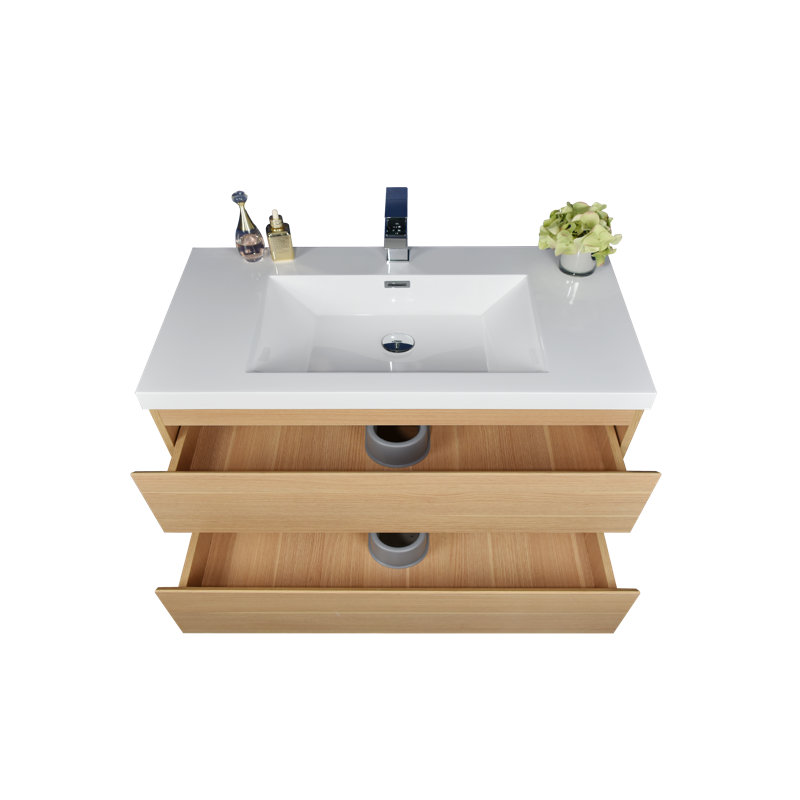 Curly 41.75'' Single Bathroom Vanity with Acrylic Top, Coburg Oak