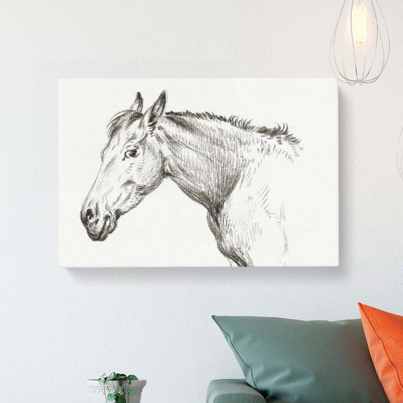 The Head of a Horse by Jean Bernard - Wrapped Canvas Drawing - Wrapped Canvas, 40cm H x 60cm W x 3cm D