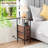 Set Of 2 Slim Nightstands With Charging Station, Skinny Side Tables, Rustic Brown