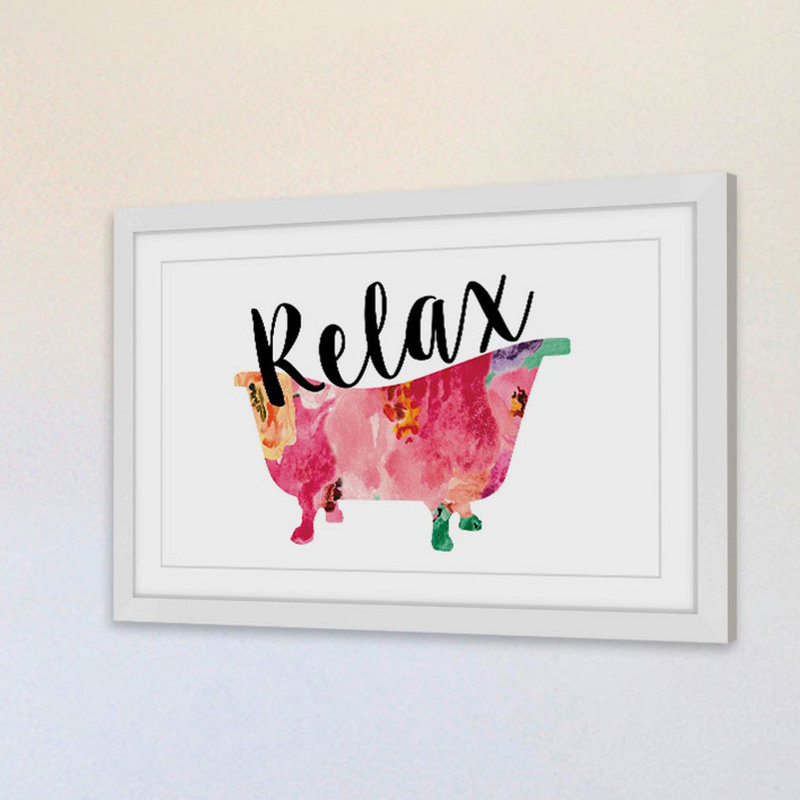«Relax Tub» par Diana Alcala - reproduction d'art sur papier encadrée, H 16 po x l 24 po x P 1,5 po