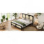 Grand lit plateforme en bois avec tête et pied de lit en rotin-291410252-291410254