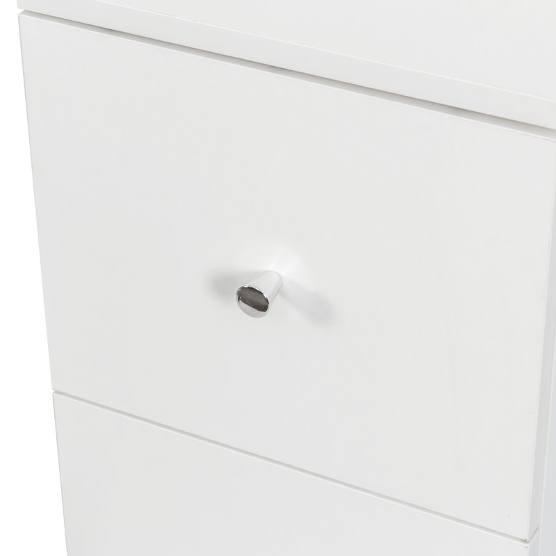 Bibliothèque blanche moderne avec tiroirs latéraux et étagères ouvertes pour bureau à domicile, White