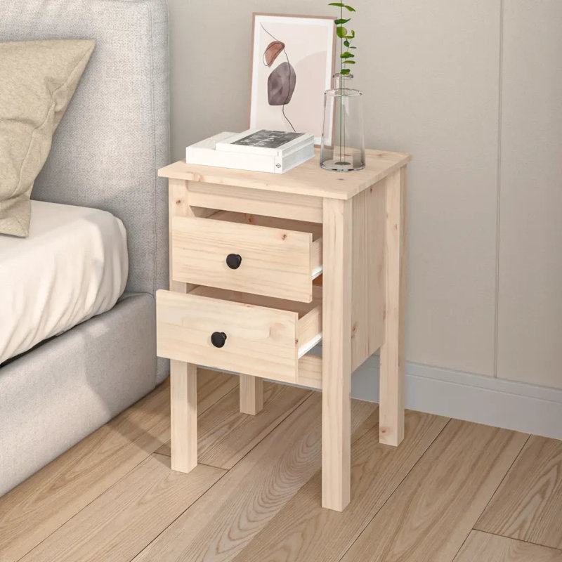 Armoire de chevet en bois de pin massif vidaXL, Naturel