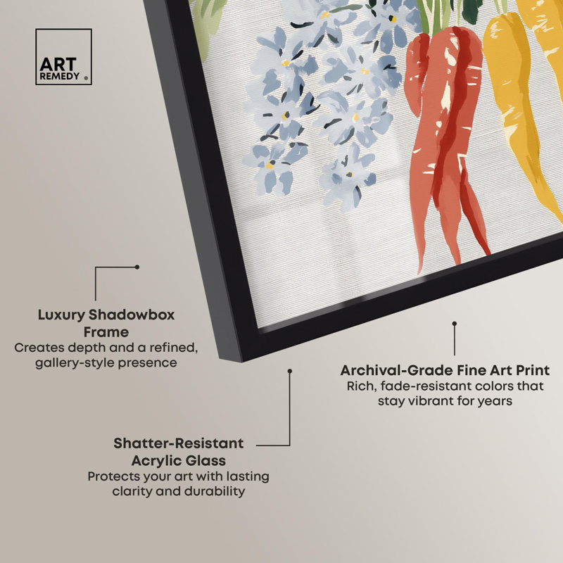 «Rabbit's Bouquet I Kitchen» par Art Remedy, H 21 po x l 17 po, Noir