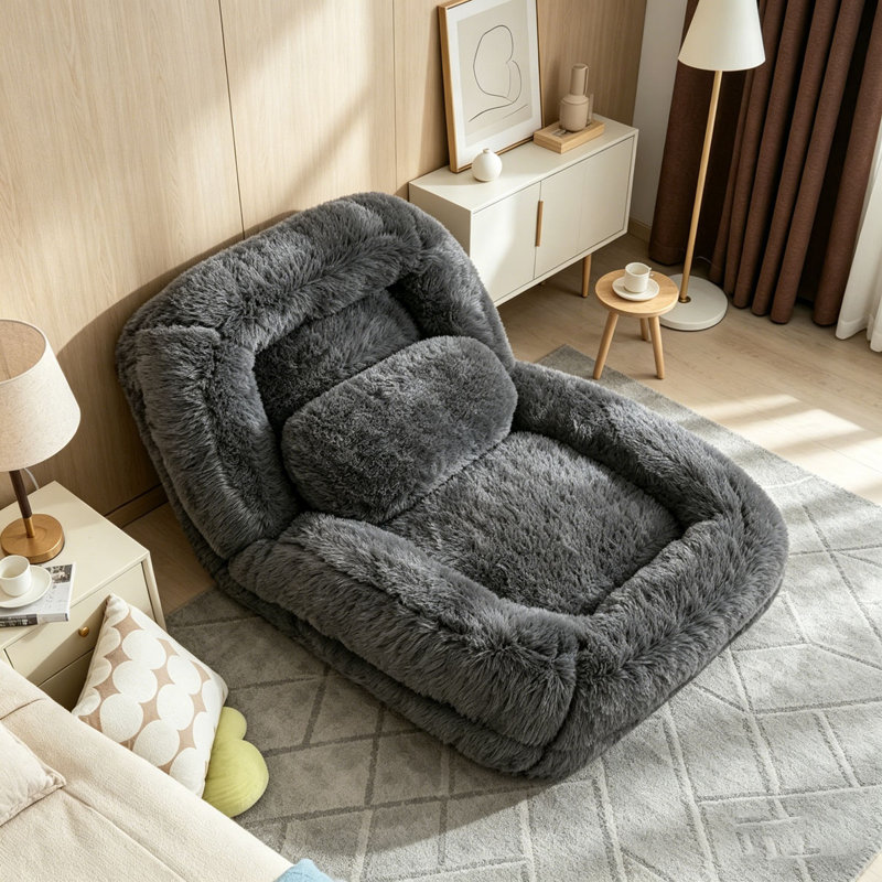 Lit pour chien humain, canapé paresseux, convertible réglable à 5 positions, Polyester gris foncé