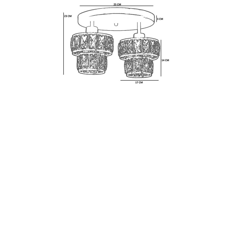 Élégant lustre en métal noir, 23,0 po de hauteur x 6,0 po de diamètre | 2 x douilles E27, 40 W maximum | Élégant couvercle en verre et plaque de base (¨9,8 po) | pour salle à manger, salon et vestibule | Luminaire moderne, ampoule non incluse