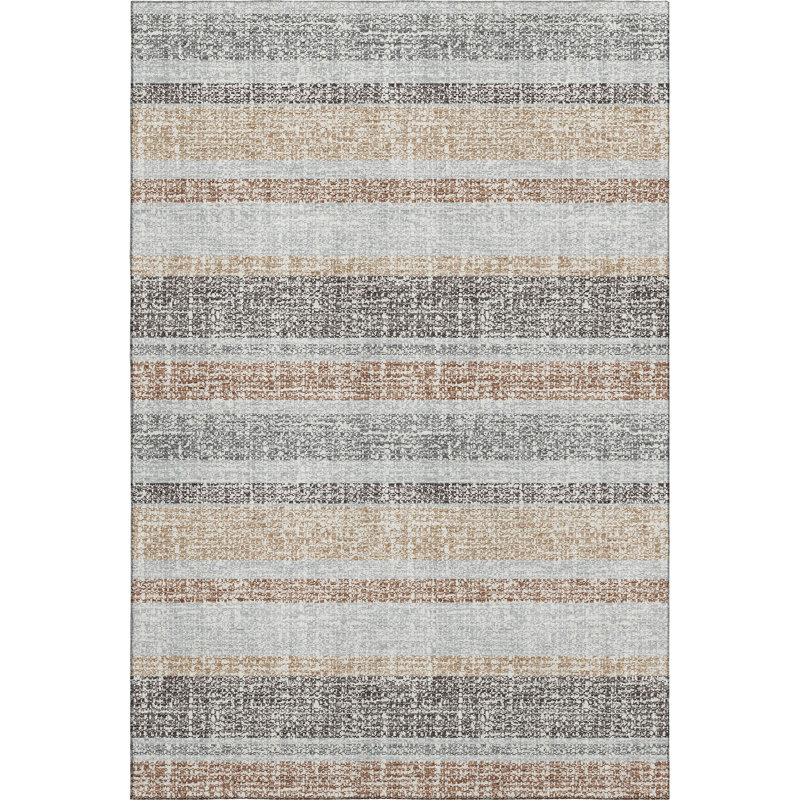 Premium Machine Washable Mayfield AMF2122 Striped Rug, Gray, 3' x 5'