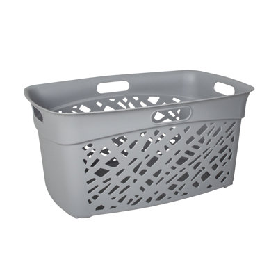  Panier à linge incassable en mosaïque, 45L - gris foncé, rangement décoratif, conception ventilée, fabriqué en France, organisateur de maison moderne