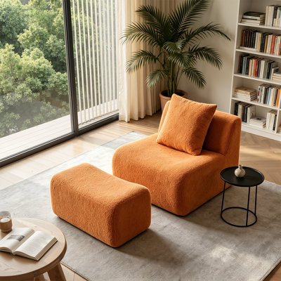 Soft Teddy Fabric Boneless Modular Sofa with 32D High-Density Foam, No Assembly Required