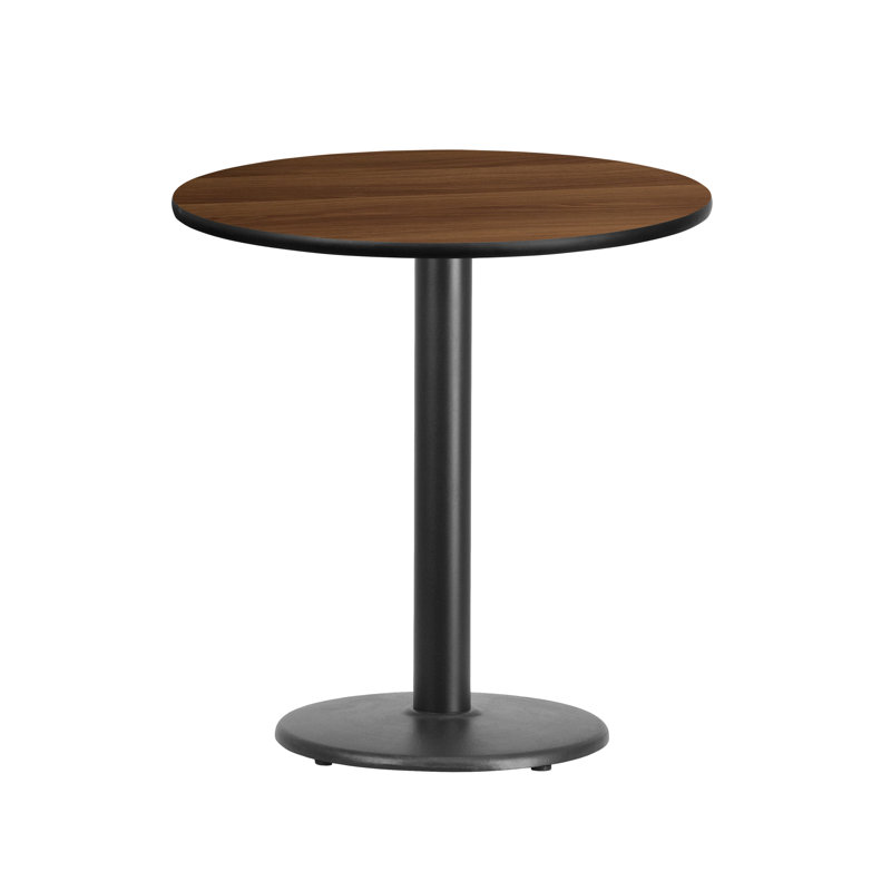 Plateau de table rond en stratifié de 24 po avec base de bar ronde de 18 po Jamey, Hauteur standard (31,13 po de hauteur)