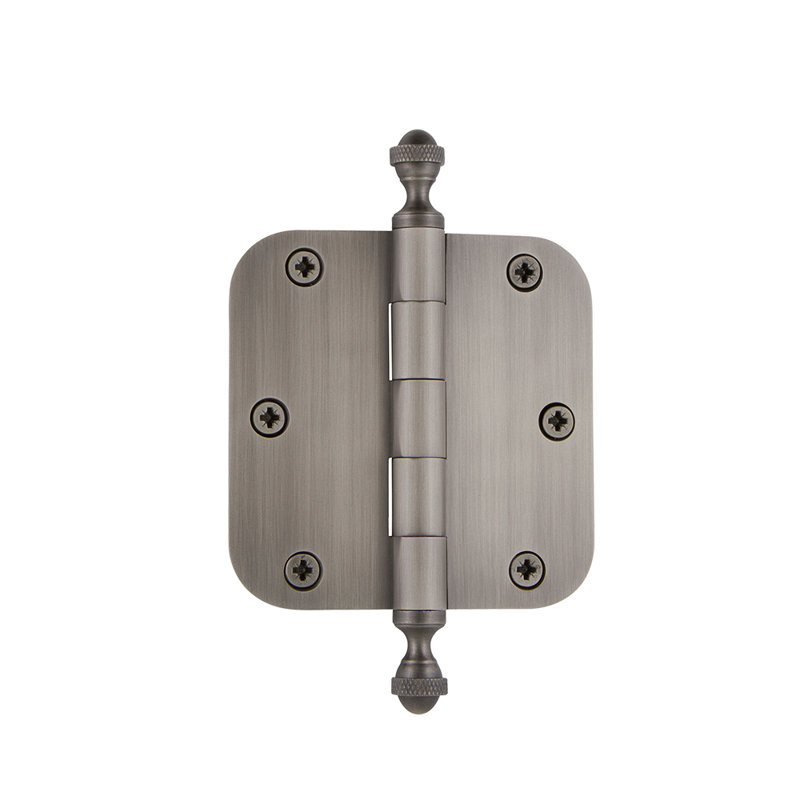 3.5'' x 3.5'' Brass Butt Bearing Hinge, Antique Pewter