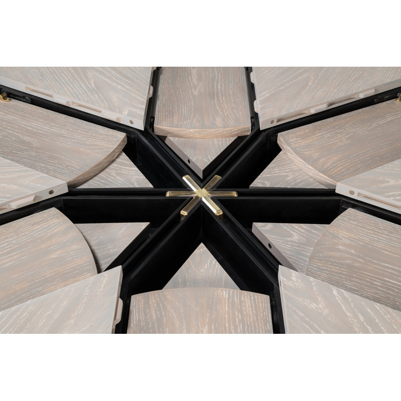 Tower Round Solid Oak Dining Table, Moonskin/Hammered