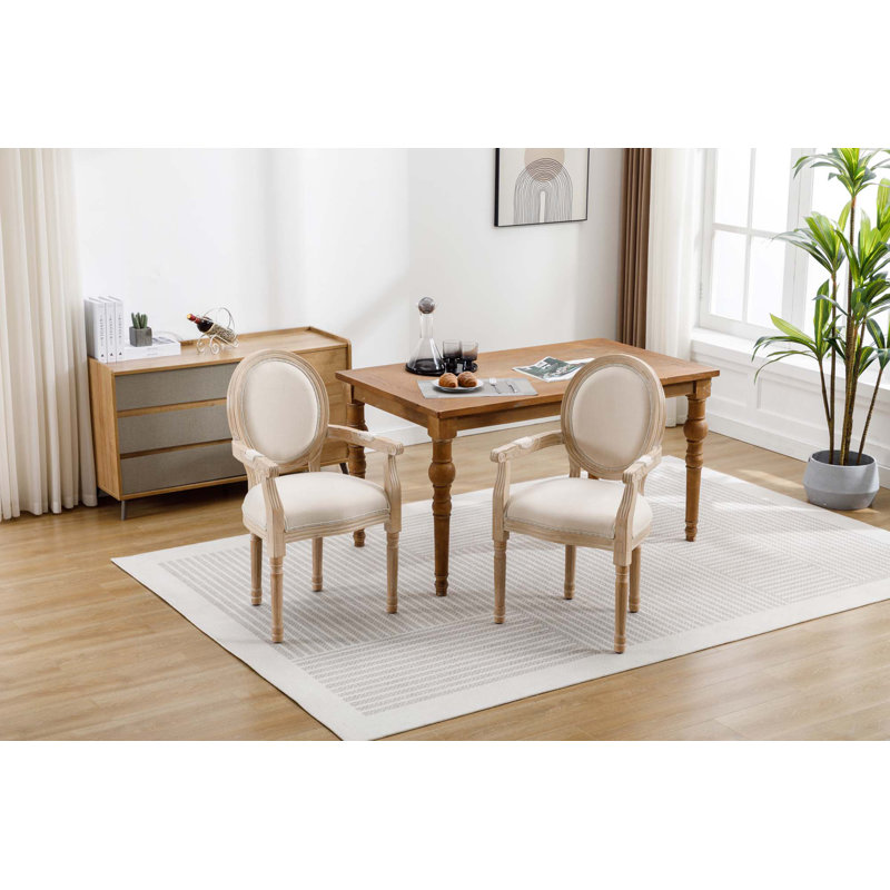 Chaise de salle à manger en bois massif style français, ensemble de 2