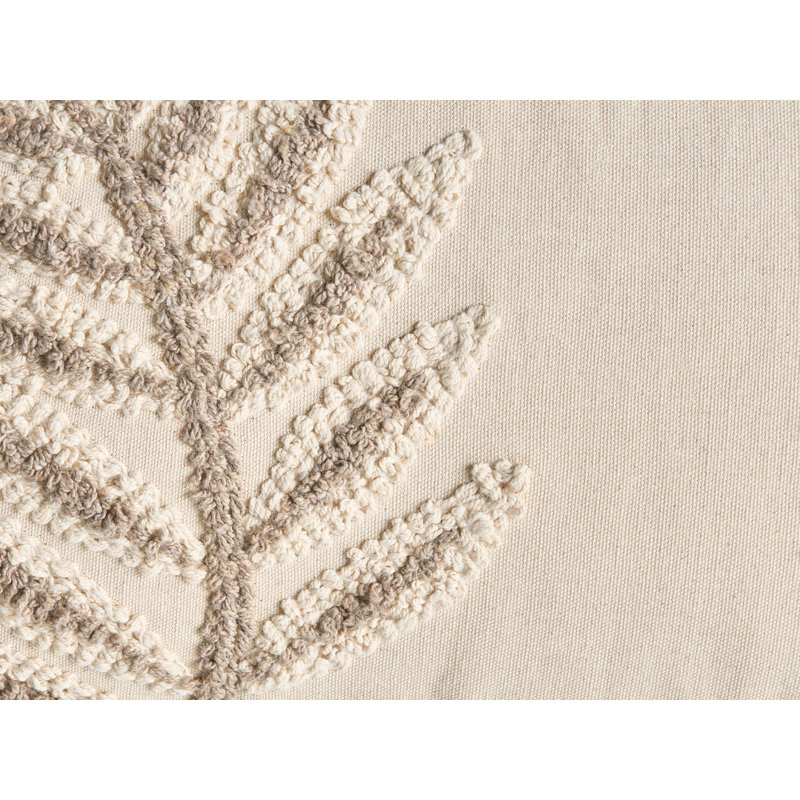 Floral Beige Rectangular Throw Cushion
