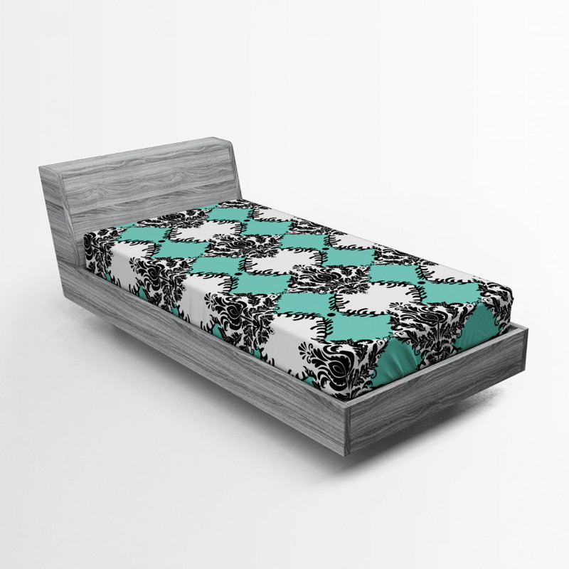 Microfiber Damask Fitted Sheet, Twin Fitted Sheet