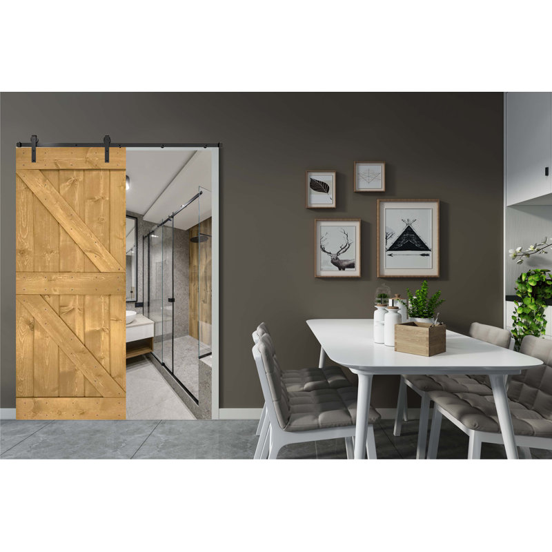 Porte de grange peinte 84 po 84 po, Chêne doré, 32 po x 84 po