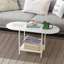 Table basse ovale avec rangement, centre Mid-Century moderne blanc avec plateau en bois pour le salon ou le bureau à domicile