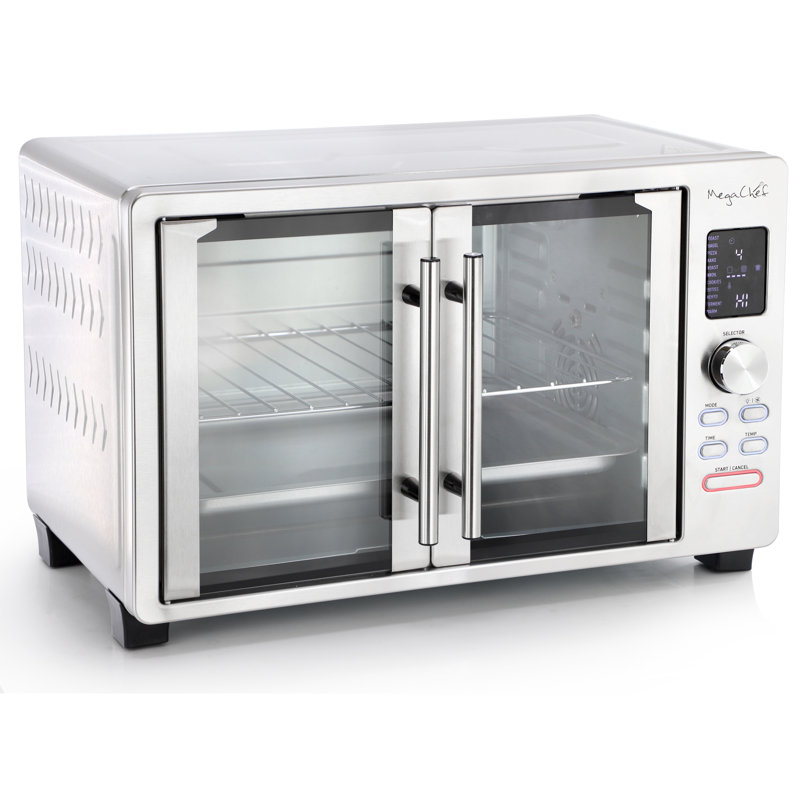 MegaChef 30 Liter Digital French Door Multi-Function Electric Convection Toaster Oven with Rotisserie Set