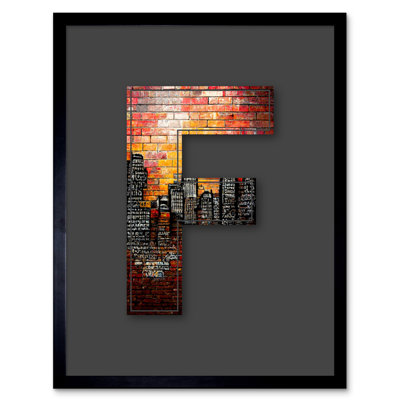 Letter F New York Cityscape Decorative Graffiti - Single Picture Frame Print