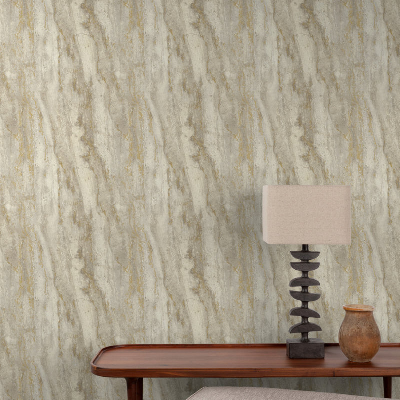 Structured Walls Collection Abstract Marble Wallpaper Roll, Coral