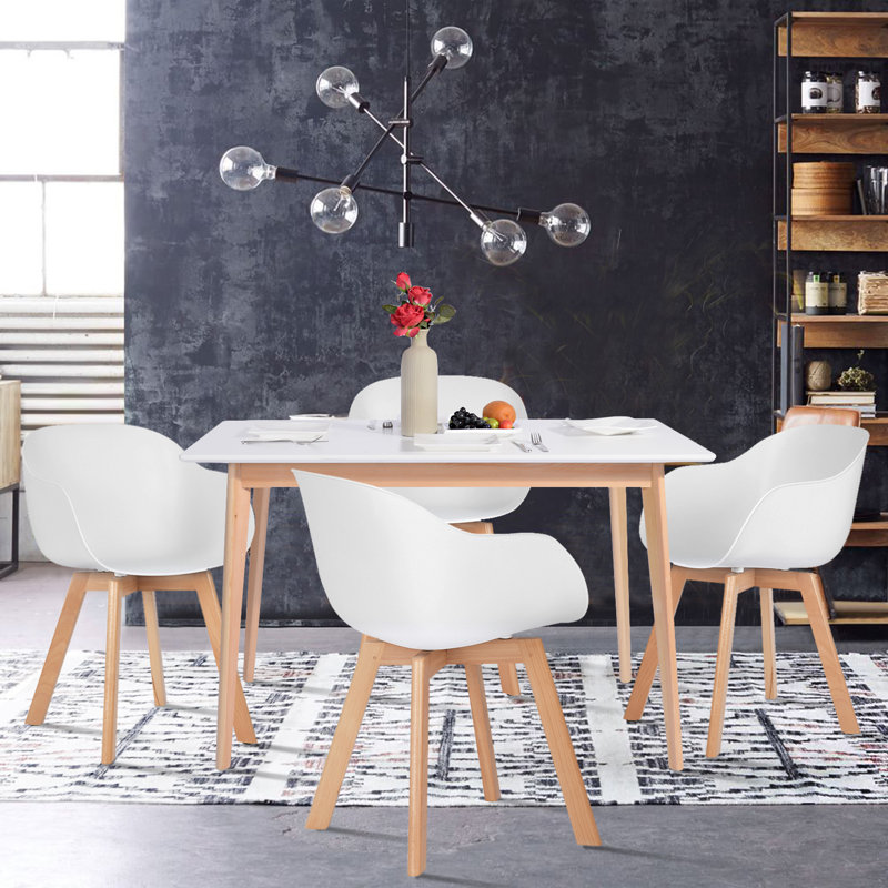 Carey Rectangular Dining Table with Wood Base