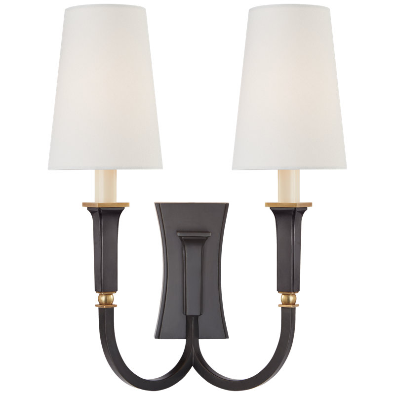 Thomas O'Brien Delphia Large Double Arm Sconce, Bronze/Antique Brass