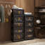 Armoire de rangement pliante de 24 pouces de large avec 5 niveaux, bacs pliables, portes magnétiques et roues pour une utilisation polyvalente et une mobilité facile-1774825045