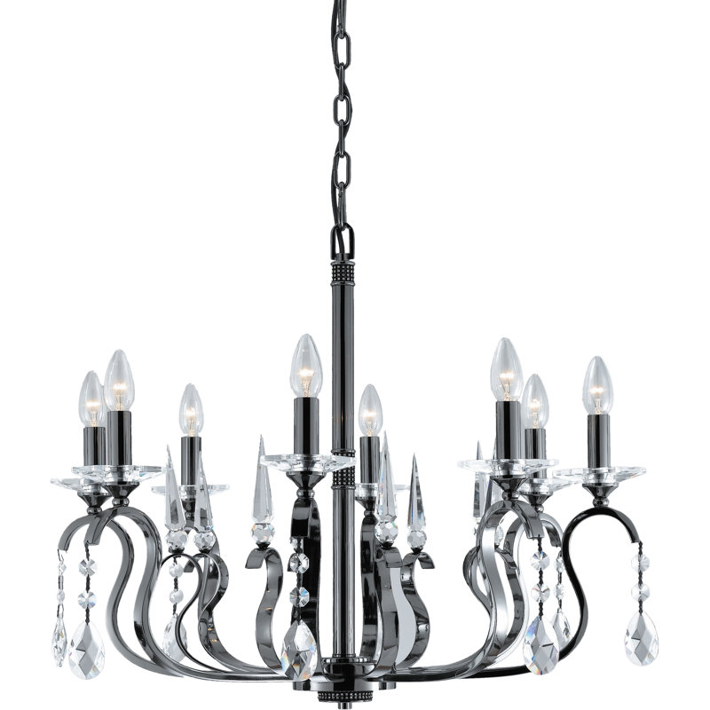8 - Light Candle Style Chandelier, Gunmetal
