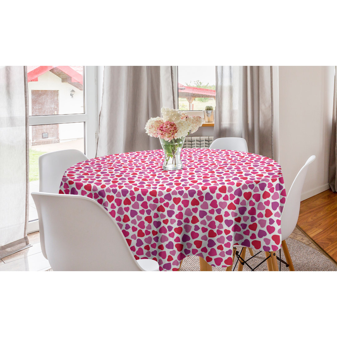 Runde Tischdecke, Simple Love Herzen, Valentinstag, Pink Fuchsie