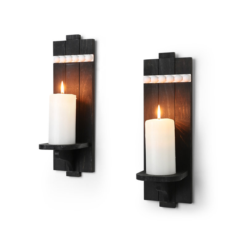 15.3'' H Wood Wall Wall Sconce, Black
