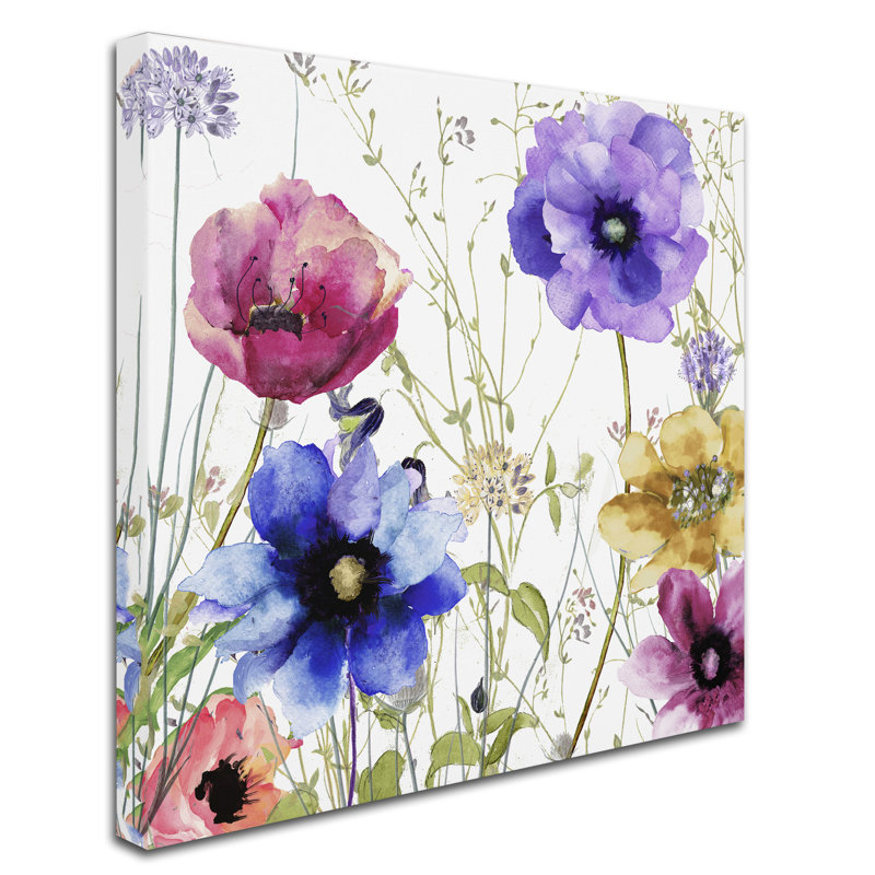 Summer Diary II Floral Watercolor Canvas Art 18x18