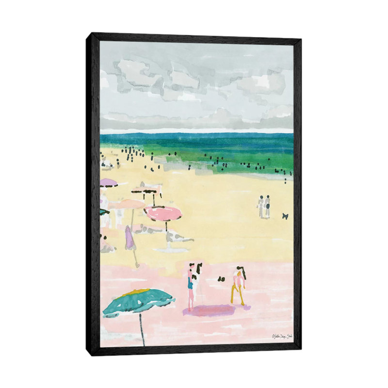 Beach Days II - Painting on Canvas, Black Floater Framed, 66.04cm H x 45.72cm W x 3.81cm D